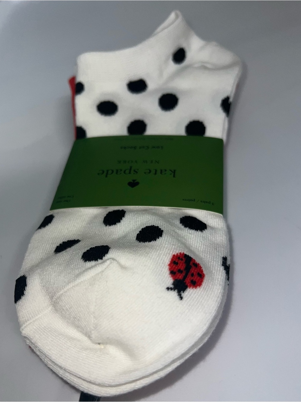 Kate Spade Women's Polka Dot Ladybug Low Cut Socks Pack of 3